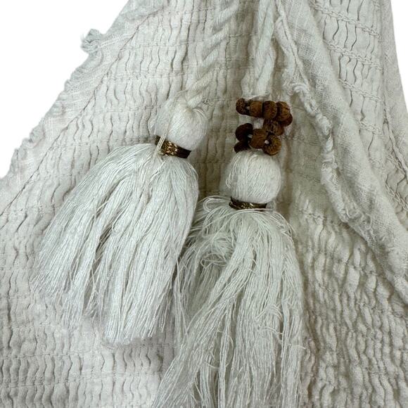 Free People Sundrenched Mini Dress Medium White Beach Boho Casual Gauzy Tie - Picture 6 of 11